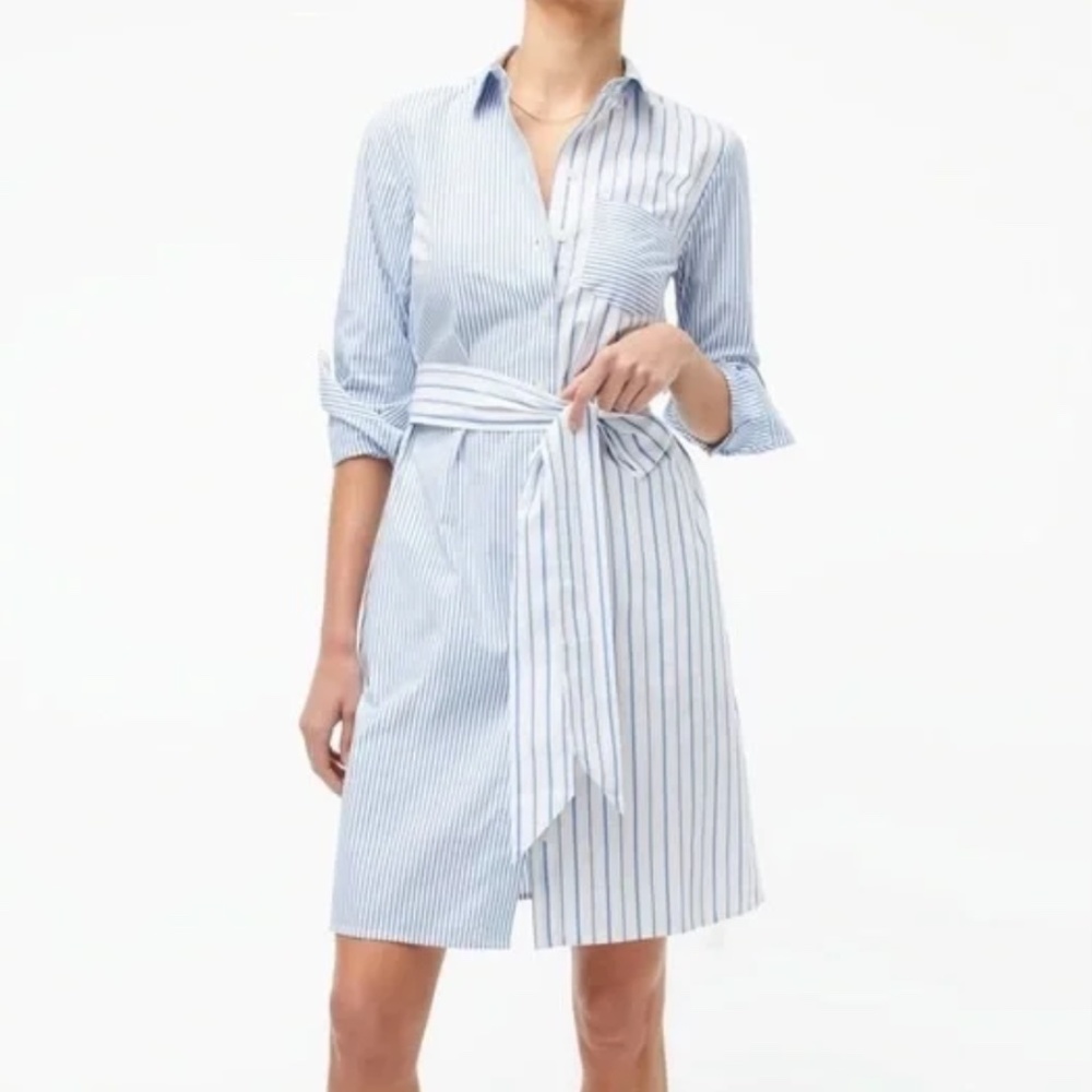 J. Crew Striped Belted Cotton Dress